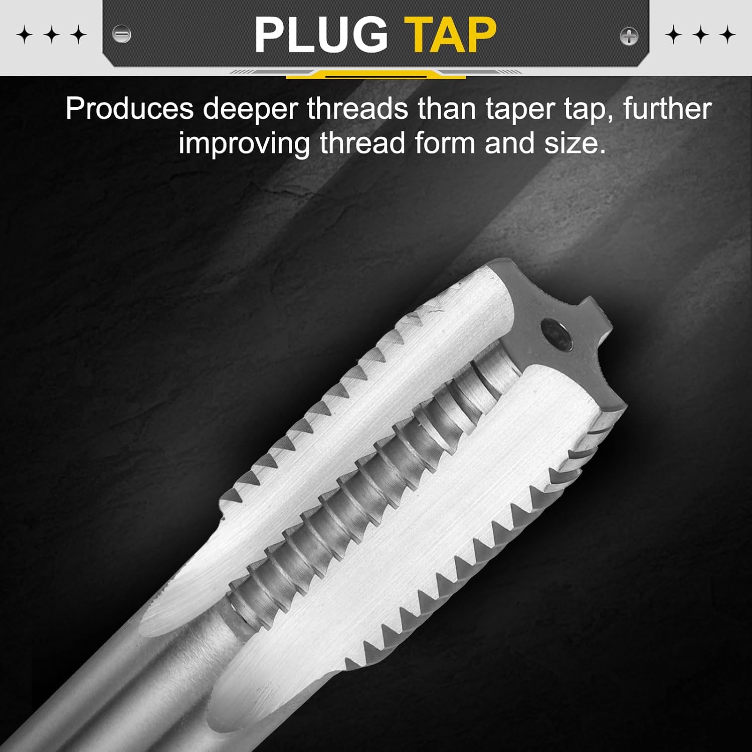 uxcell Hand Plug Tap 1"-8 BSW 2B Thread Plug Style Taps Straight Flute Screw Tapping Threading Tool High Speed Steel HSS6542