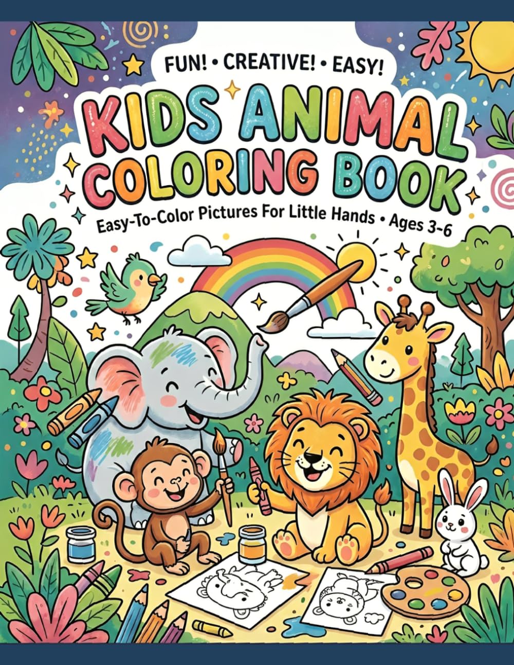 Kids Animal Coloring Book: Easy-to-Color Pictures for Little Hands | Fun, Creative, and Easy Illustrations for Toddlers and Kids Ages 3-6