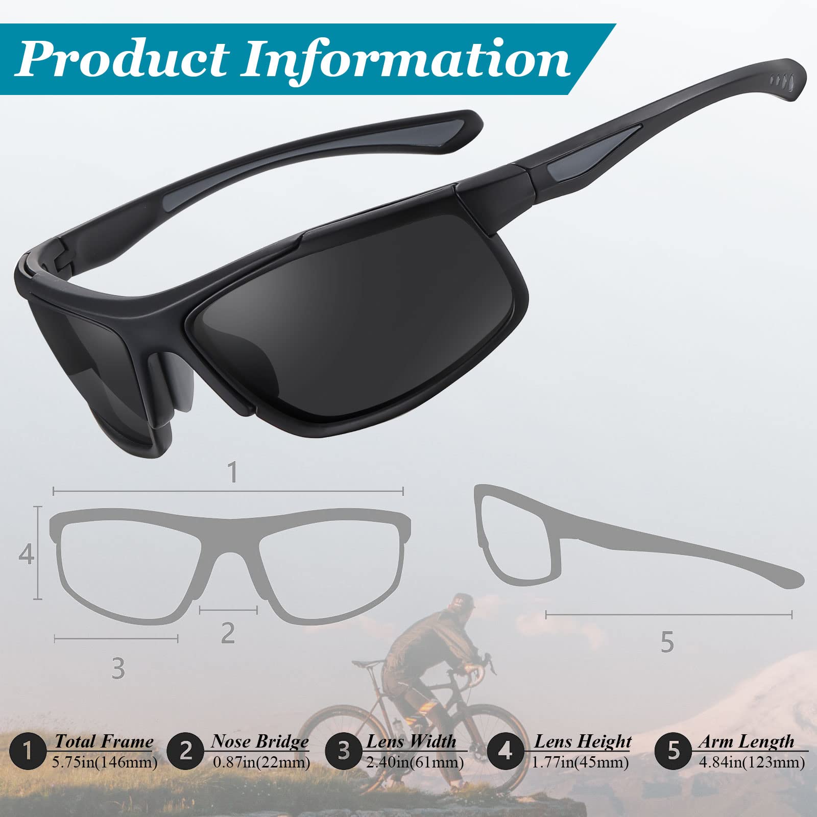 Perfectmiaoxuan Occhiali da sole polarizzati per uomo donna ciclismo montagna trekking guida pesca arrampicata sportivi Le vacanze Viaggi cordino occhiali Protezione UV