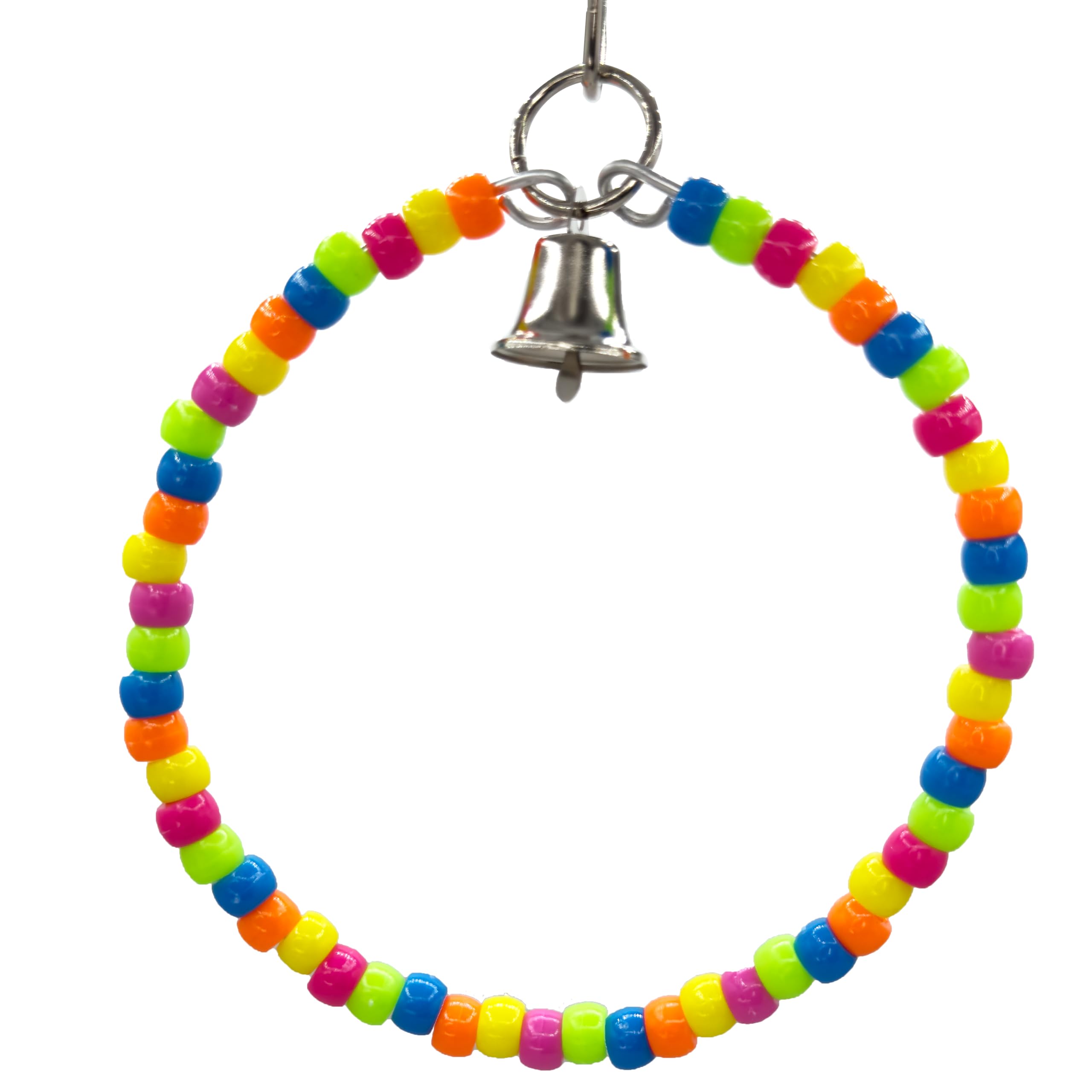 960 Ringing Rainbow Swing- Handcrafted Colorful Bird cage Toy, Smooth Rainbow Plastic Beads, Ringing Metal Bell, Fun Circle Swing Shape, Great for Small Birds Parakeets Cockatiels Budgies Lovebirds