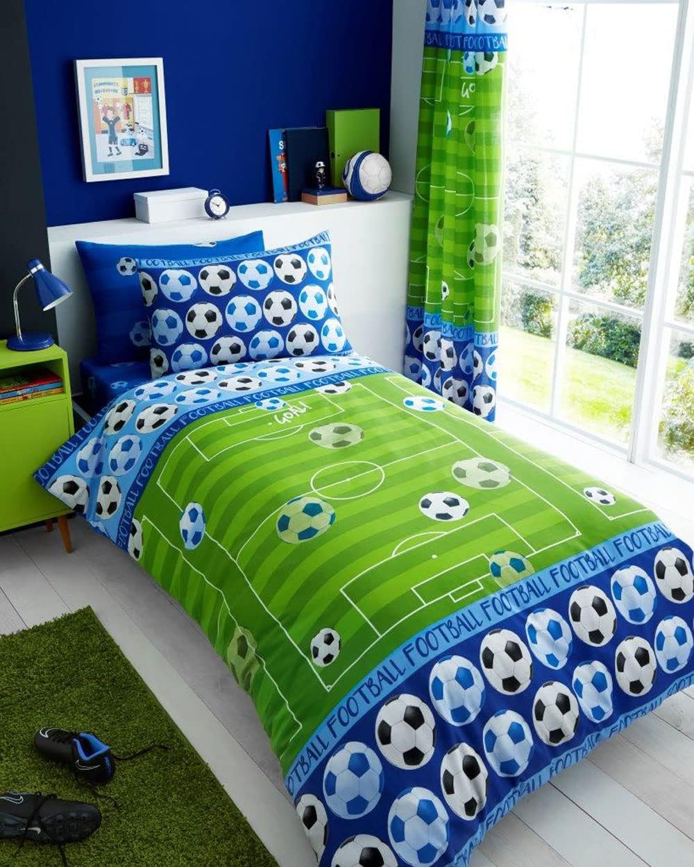 Homemaker ® Blue football bedding duvet set quilt cover/sheet set/curtains *buy separately (Duvet Cover & Pillow Case)