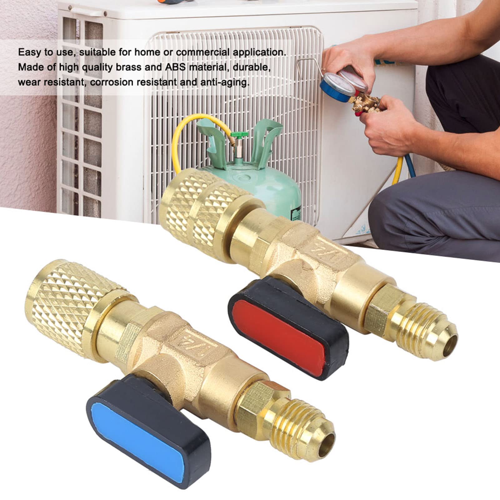 VBESTLIFE Valvola a Sfera del Condizionatore d'Aria, Valvole di Intercettazione SAE da 1/4 di Pollice per Il Controllo e la Regolazione del Flusso di Gas o Liquidi, per Refrigerante R22 R410A