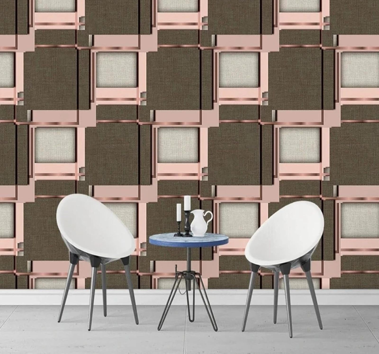 Xlming 300Cm×210Cm(B×H) Retro Geometric Stripes Creative Art 3D Wallpaper Luxury Silk Study Dining Feature Sofa Grey Bedroom Living Room Tv Decorative Wall-300Cm×210Cm