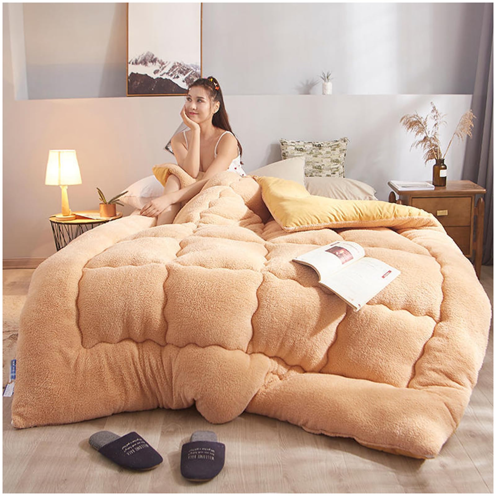 Couette lit chaud en cachemire d'agneau pour nuits d'hiver couverture douce ZTGL
