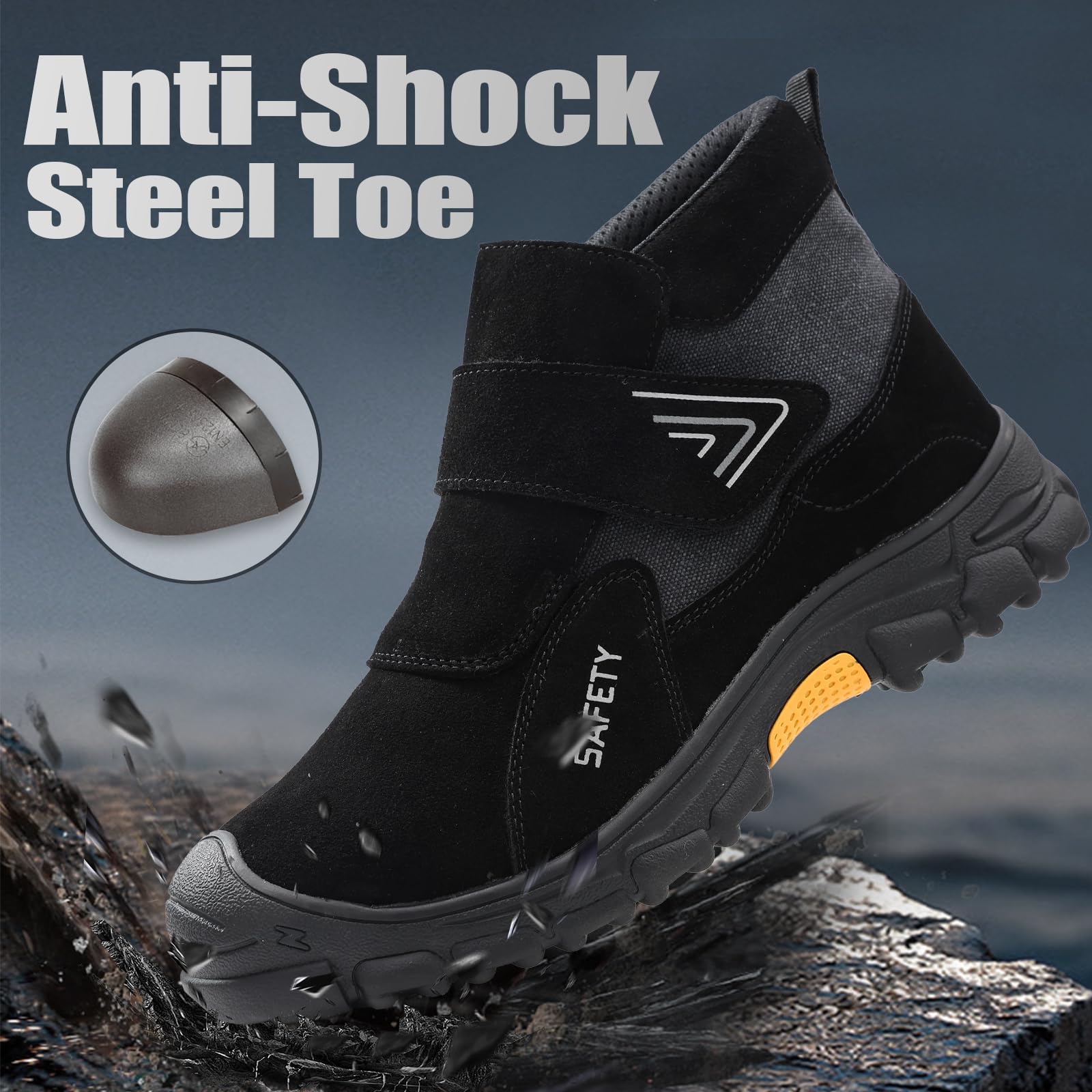 LAoutun Safety Trainers Men Steel Toe Cap Trainers Protective Safety Shoes Breathable Work Trainers Lightweight Work Shoes for Men Comfy Work Industrial Sneakers Puncture Proof Construction Work Boots