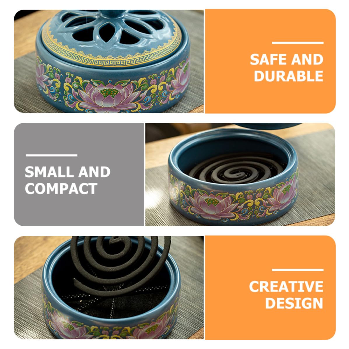 Porta Bastoncini di Incenso in Ceramica Pratica e Leggera Design Loto per Templi e Decorazione della Stanza Yoga