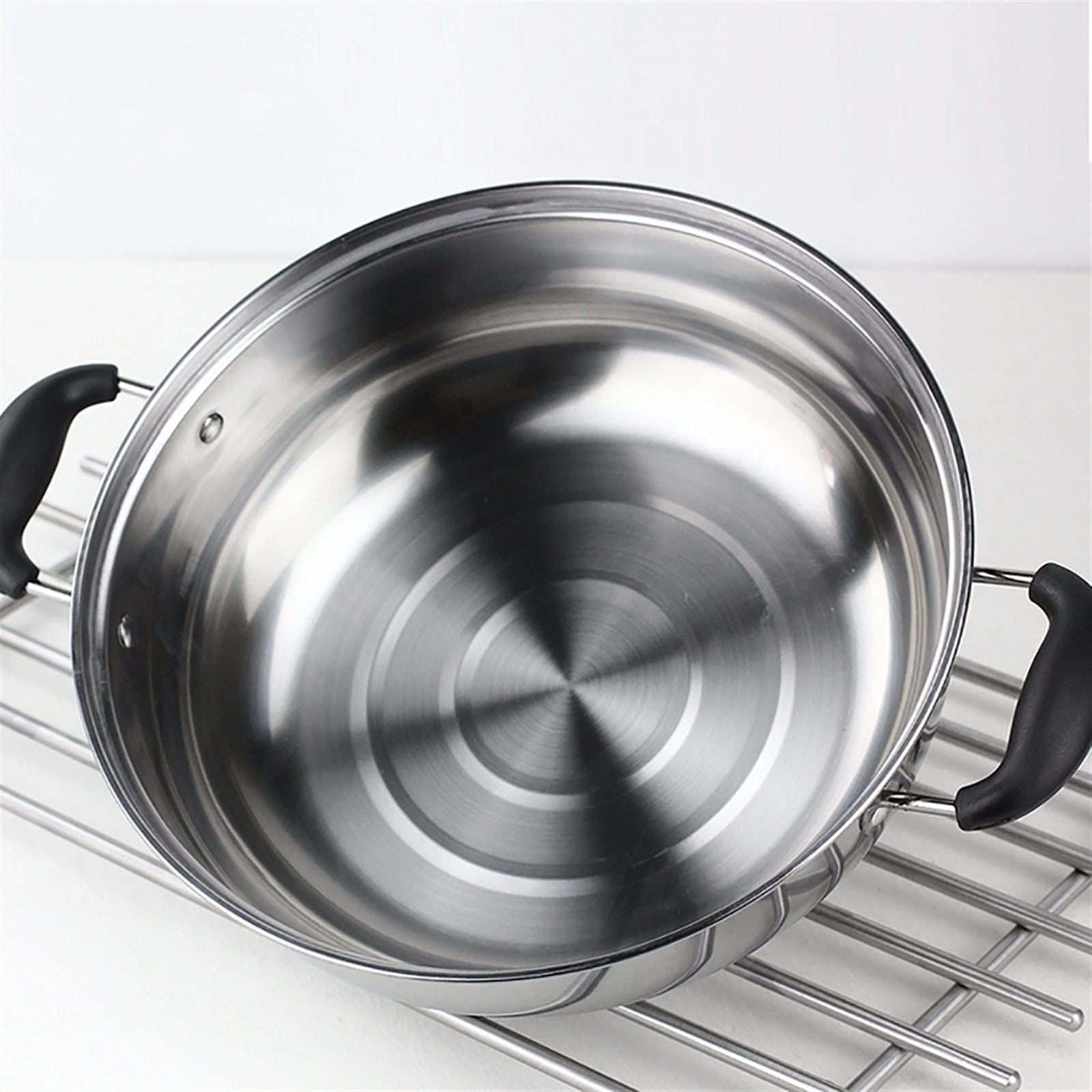Olla arrocera de Acero inoxidable de Doble capa para cocina de Gas o de inducción (28/30/32 cm) (32 cm)