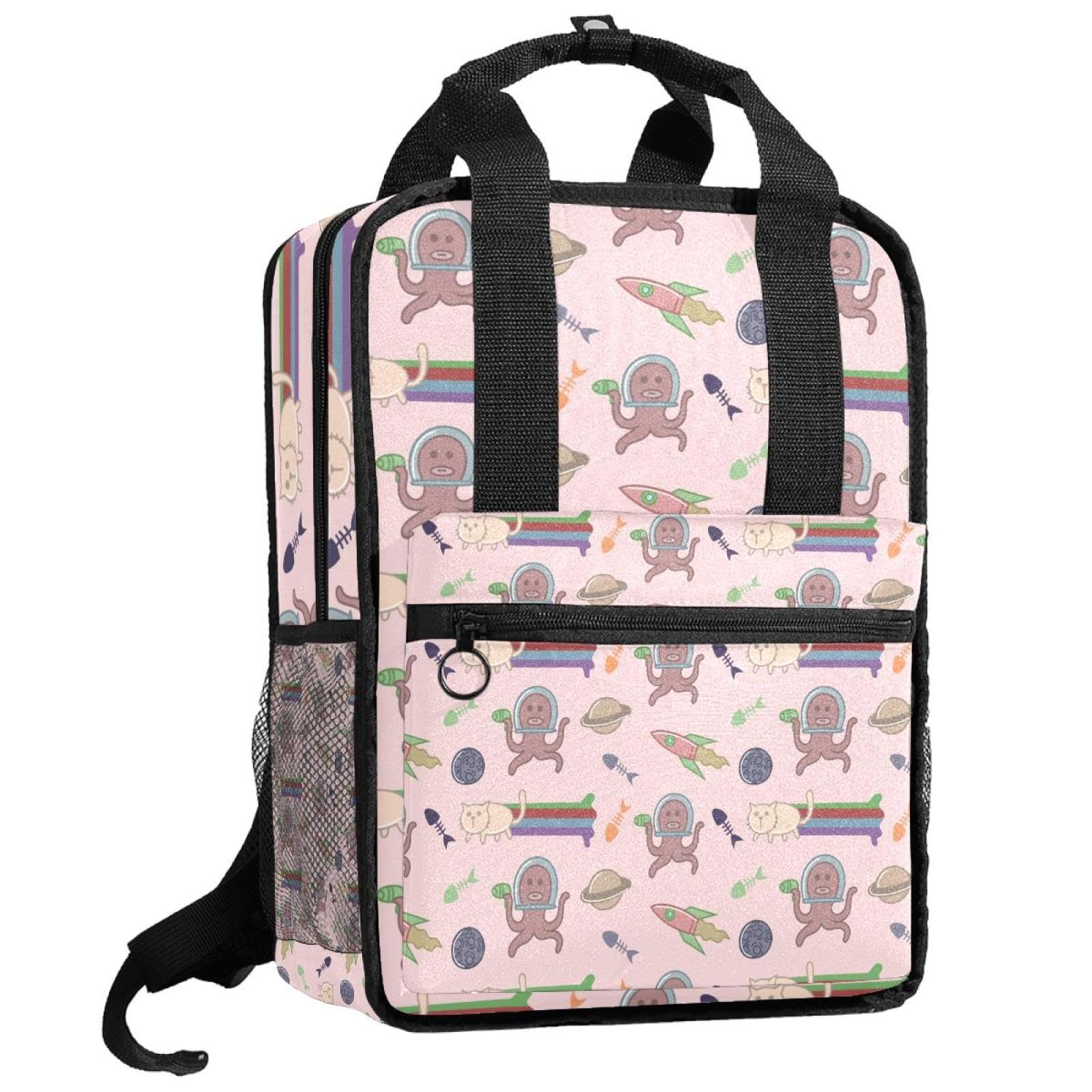 Sac à dos pour garçons motif chat et extraterrestre réglable - 8