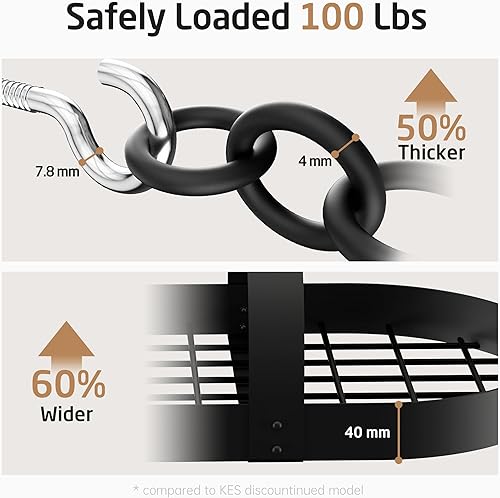 Miniatura 3 de KES KUR221S85-BK - Soporte para ollas de techo de 34 pulgadas para cocina, ovalado, para ollas y sartenes, color negro mate, con 20 ganchos en S