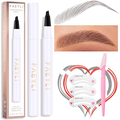 Bolígrafo para cejas, resistente al agua, de larga duración, color marrón oscuro, punta inclinada, punta inclinada, a prueba de manchas, para