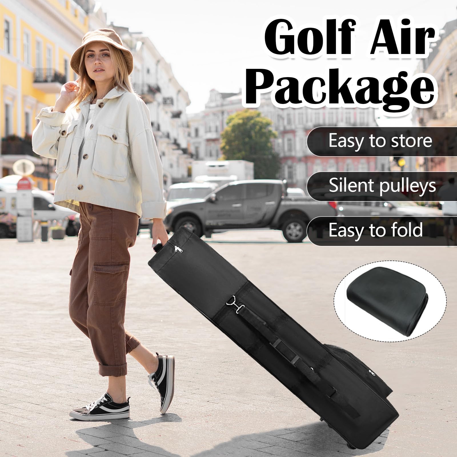 Sac De Club De Golf, Sacs De Voyage De Golf avec roulettes 600D Imperméable Housse De Pluie Anti-Poussière Protection Extérieure Rangement pour Club De Golf Housse De Rangement pour Voyage Et Vols
