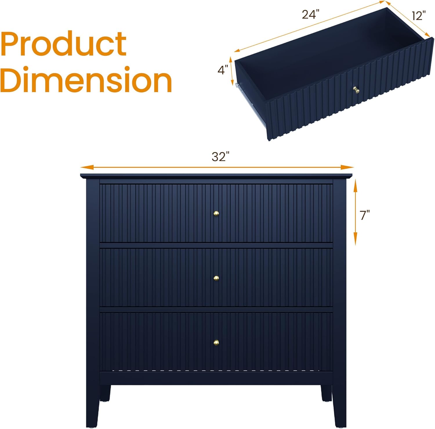 Product dimensions of the RoyalCraft nightstand