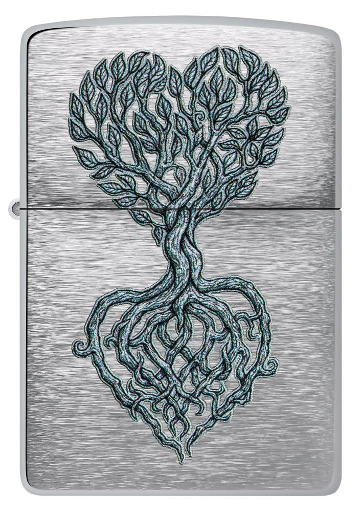Zippo Accendino 46232 Rooted in Love Design, Finitura Brushed Chrome, Grigio, Metallo, Unisex