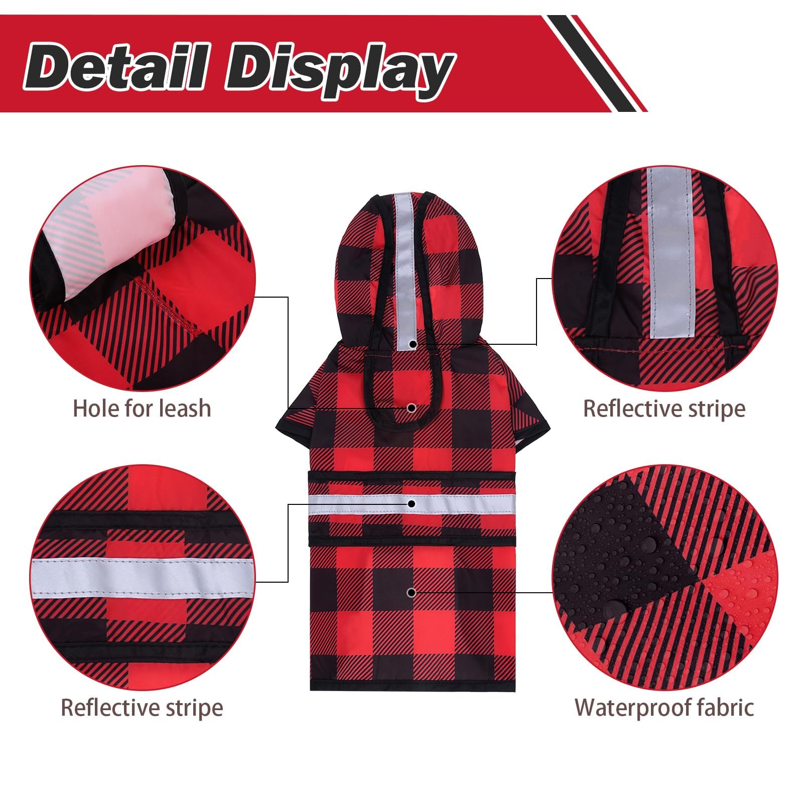 KOOLTAIL Dog Raincoat Hooded Slicker Poncho with Leash Hole - Image 3