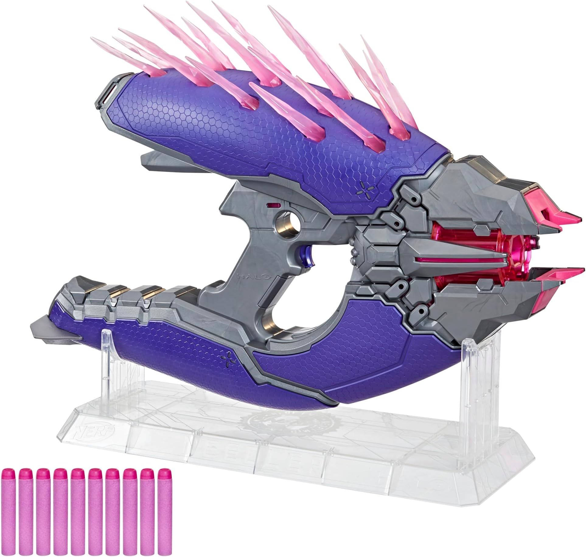 LMTD Halo Needler Dart-Firing Blaster, Light-Up Needles, 10-Dart Rotating Drum, 10 Elite Darts, Game Card with in-Game Content