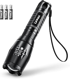 Linkax LED Torch Battery Powered, Super Bright 800 Lumen Tactical Torch, Hand Flashlight Adjustable Focus, Waterproof Small Mini Torch for Power Cut, Camping, Dog Walking, Gifts for Men Dad Kids