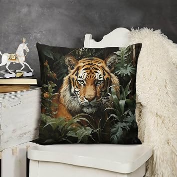 Decorative Throw Pillow Covers 26X26 Jungle Tiger Body Pillow Pillowcase Outdoor Square Couch Cushion Case for Sofa Bed Couch Living Room Plush Pillows Protectors