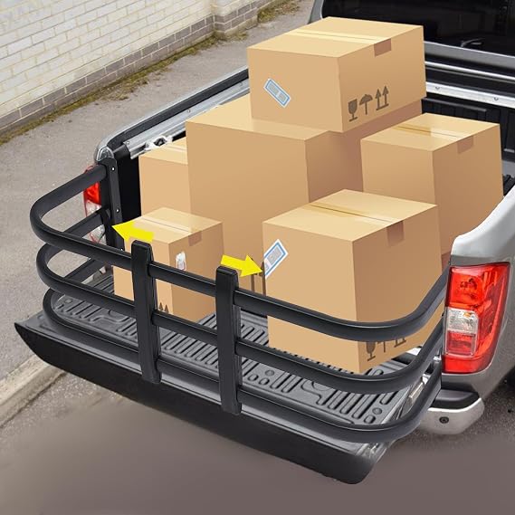 Truck Bed Extender, Aluminum Retractable Tailgate Extender, 49-61 Adjustable Length, Universal Tailgate Extension for Small & Medium-Sized Pickup Trucks
