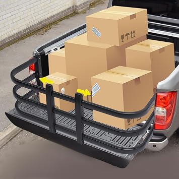 Truck Bed Extender, Aluminum Retractable Tailgate Extender, 49-61 Adjustable Length, Universal Tailgate Extension for Small & Medium-Sized Pickup Trucks