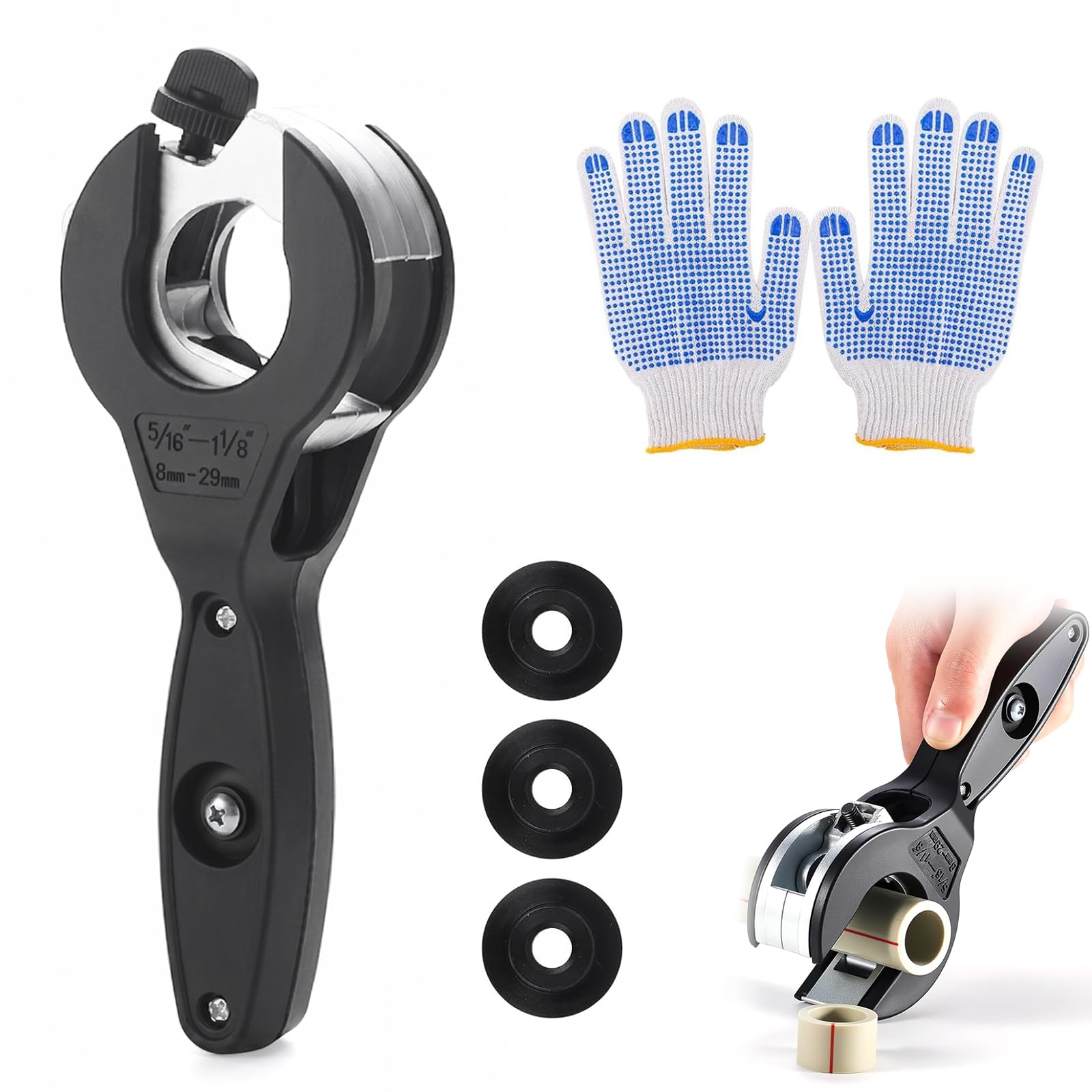 Ratcheting Tubing Cutter Tool, 8-29 mm 2 in 1 Ratchet Pipe Cutter