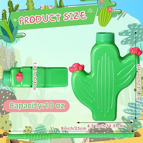 Miniatura 2 de Domensi Vasos de regalo para fiesta del Cinco de Mayo mexicano de 10 onzas con tapas y pajitas, tazas reutilizables de plástico de cactus a granel