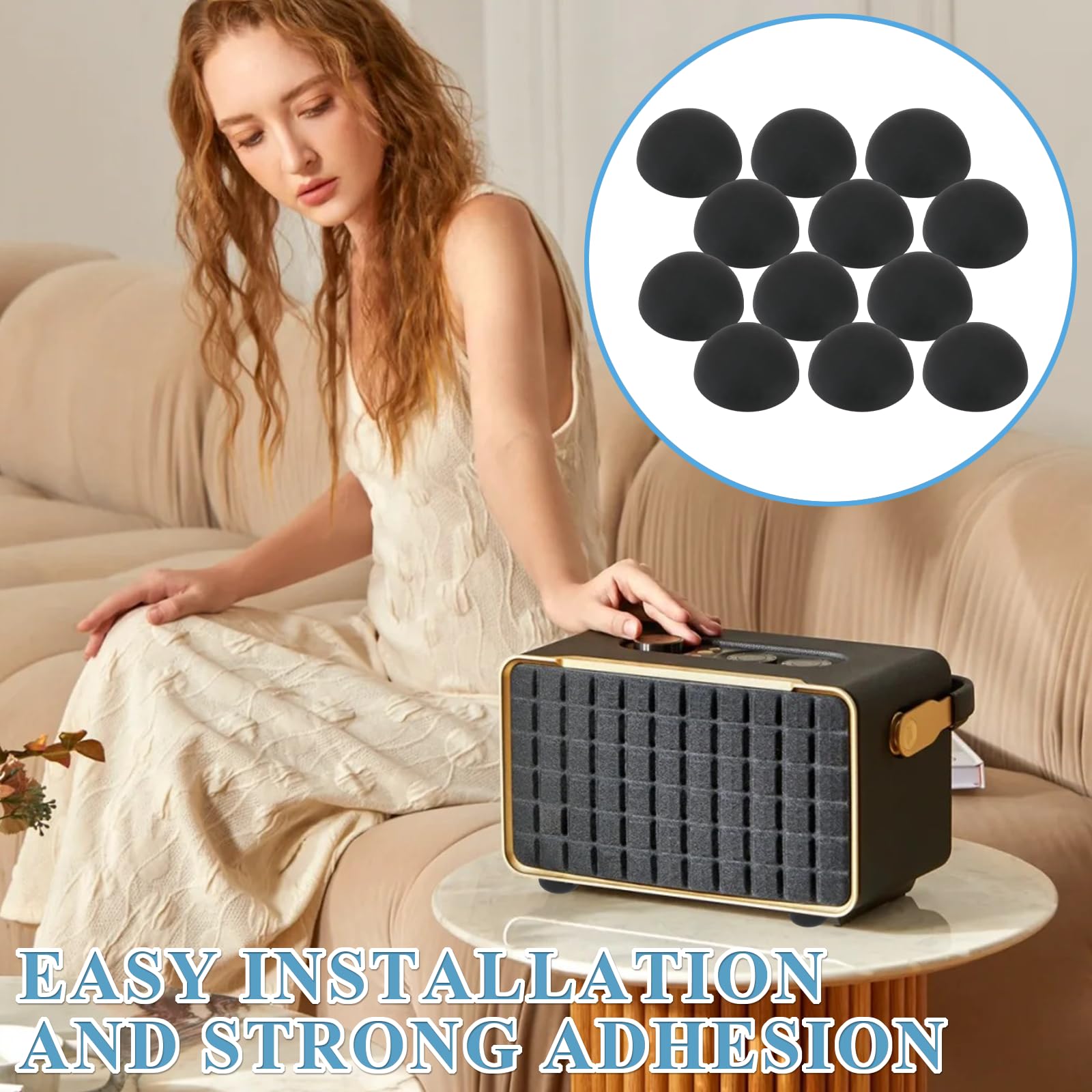 Amortisseurs Universels en Caoutchouc Autoadhésifs - Lot de 10 Patins en Caoutchouc pour Haut-Parleurs, Réducteurs de Vibrations, Protection Anti-Dérapante et Antichoc, Pour Meubles et Appareils
