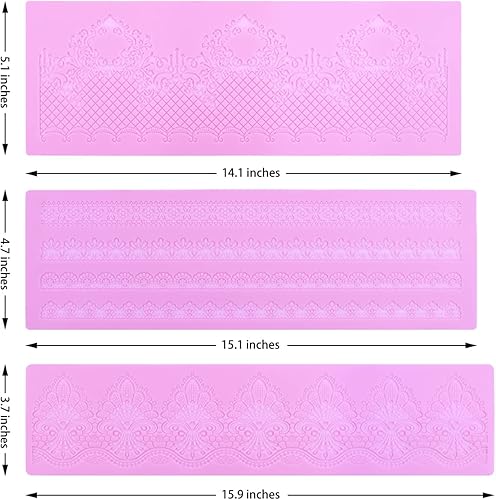 Miniatura 9 de Moldes de silicona para decoración de pasteles, moldes de encaje en relieve, moldes de encaje de flores para tartas, juego de 2