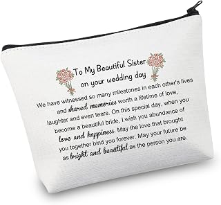 VAMSII Sister Wedding Makeup Bag Bride Gift To My Sister On Her Wedding Day Gifts Bridal Shower Gift for Sister Gift To Bride (witnessed bag)