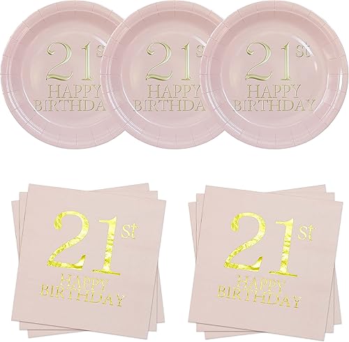 Pandecor Platos y servilletas para fiestas de cumpleaños, decoraciones desechables para fiestas de cumpleaños para hasta 20 invitados (18)