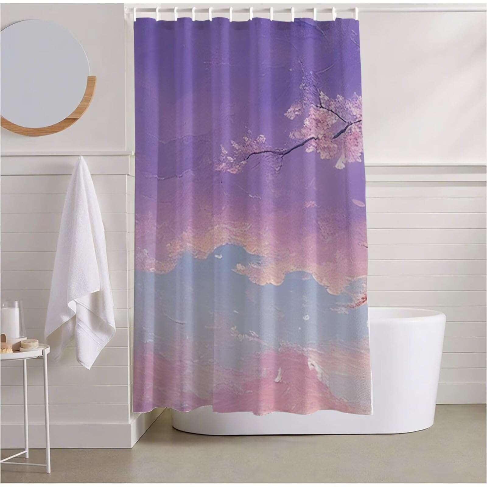 Rideau de douche anti éclaboussures rose 120x200 résistant et facile à installer pour baignoire