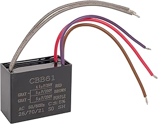 CBB61 4.5uf+5uf+5uf 5-Wire 250V AC Ceiling Fan Capacitor by BlueStars - Pack of 1 - Replacement for Hampton Bay Ceiling Fan - 50/60 Hz - 2 Wires Electrical Power Relay Connecting Capacitor