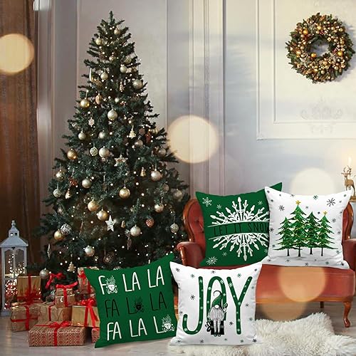 Miniatura 4 de Lanpn Juego de 4 fundas de almohada de Navidad de 16 x 16 pulgadas, fundas decorativas de almohada navideñas de invierno de 16 x 16 pulgadas para