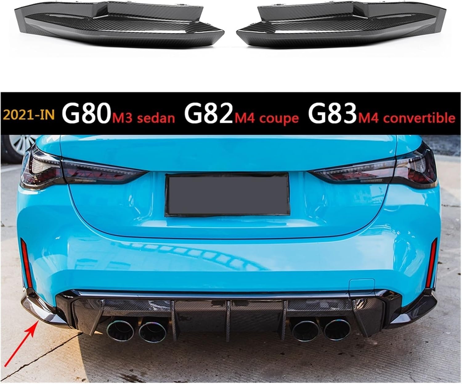 2 PCS ドライカーボン スプリッター リアバンパー リップ ? ボディ 