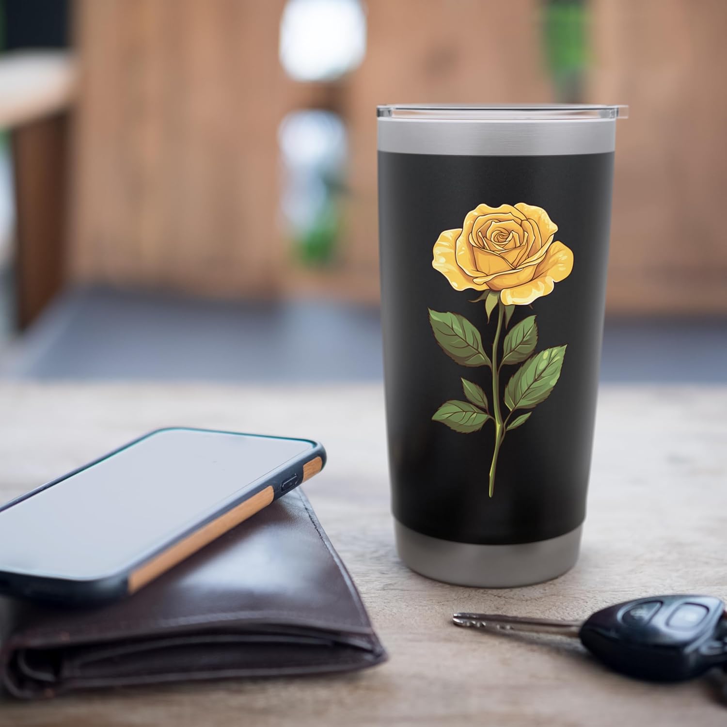 Yellow Rose Graphic Stainless Steel Insulated Tumbler - Image 7