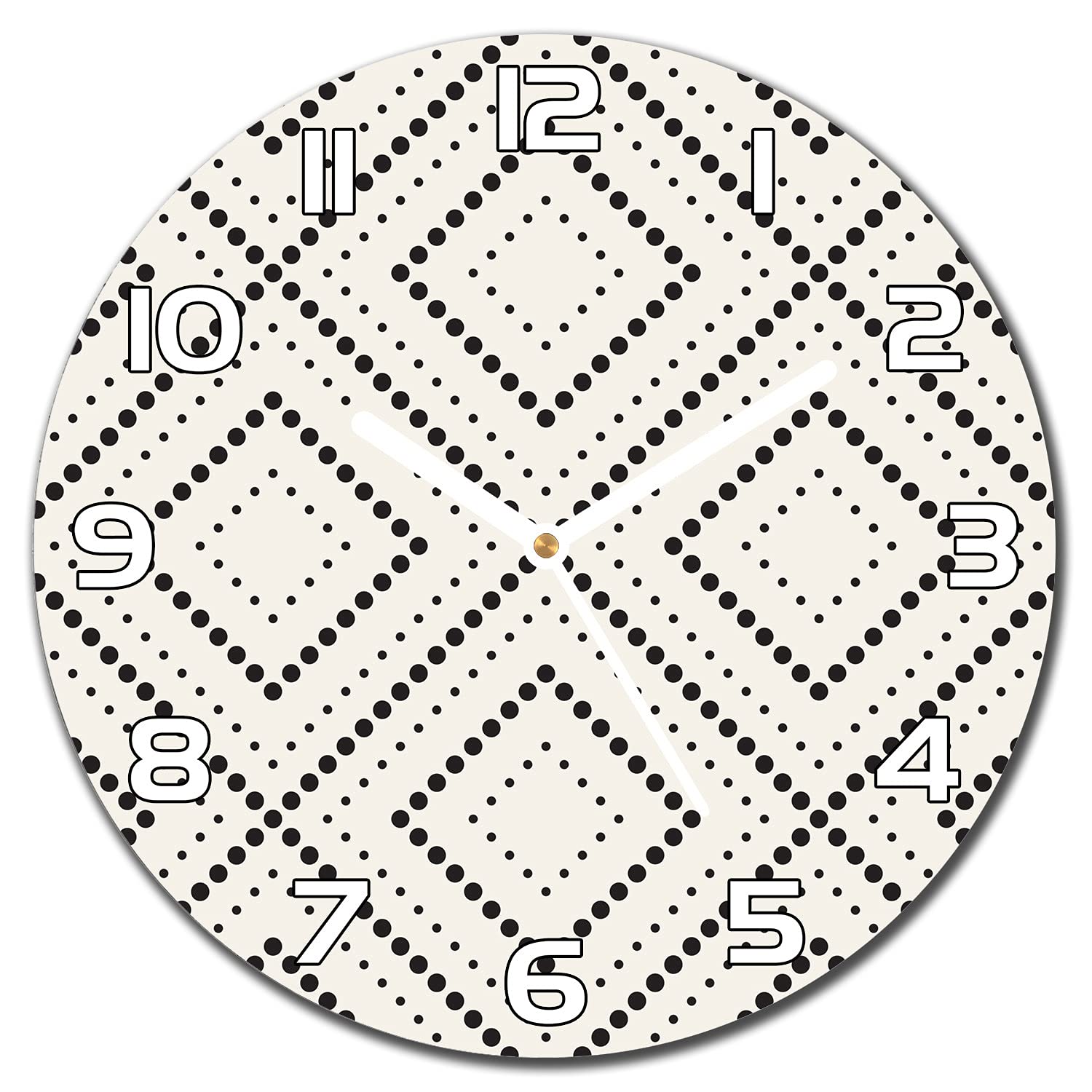 Horloge en verre 30 cm cercles géométriques à aiguilles blanches pour salon et cuisine