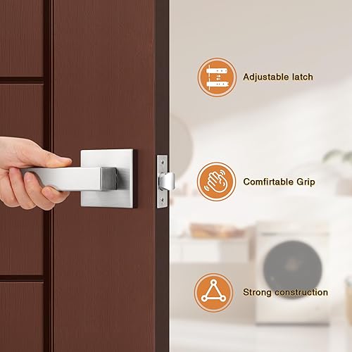 Miniatura 10 de Probrico Manijas de puerta cromadas pulidas, función de paso de pasillo y armario, manijas de puerta de estilo moderno, manija cuadrada para