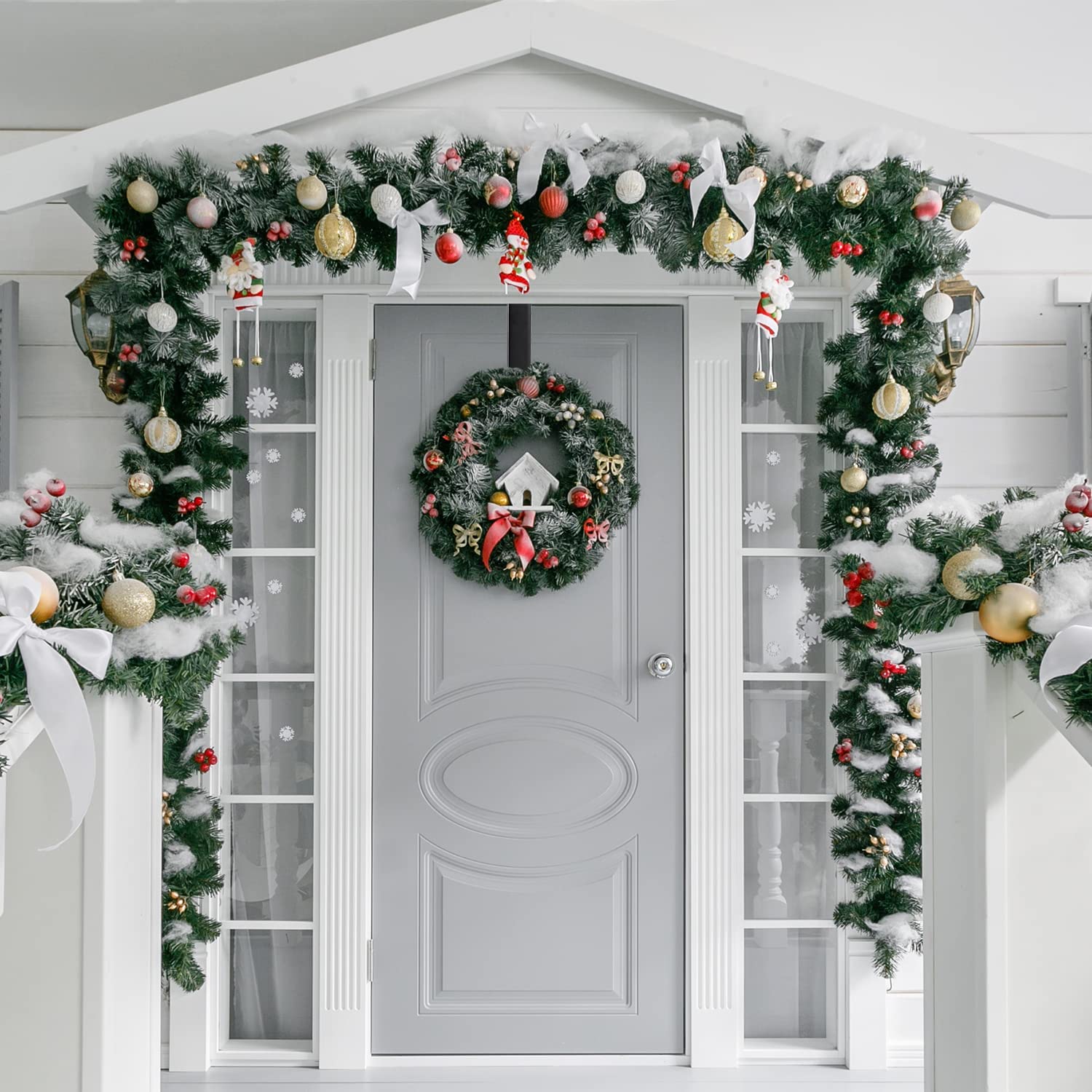 38 Cm Couronne Cintre Pour Porte D'entrée Décoration De Noël En Métal