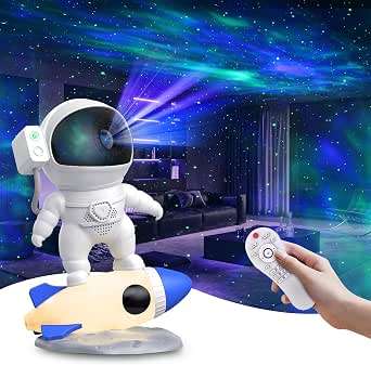 FlyEagle Astronaut Galaxy Projector Night Light with Rocket Lamp