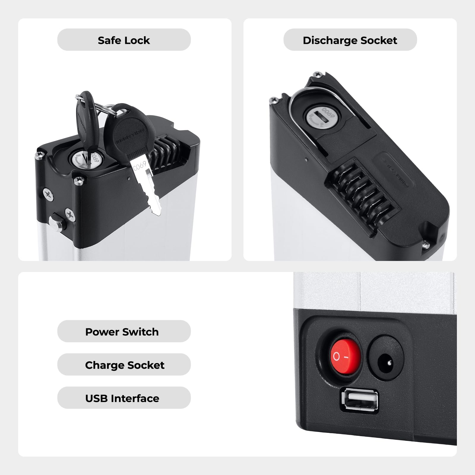 YOSE POWER E-Bike Batterie 36V 11.6Ah In-Frame Akku mit USB für 36V 250W / 350W / 500W / 800W Motor passt auf LLobe City III, CitySport 2, FML 810 und FML 830