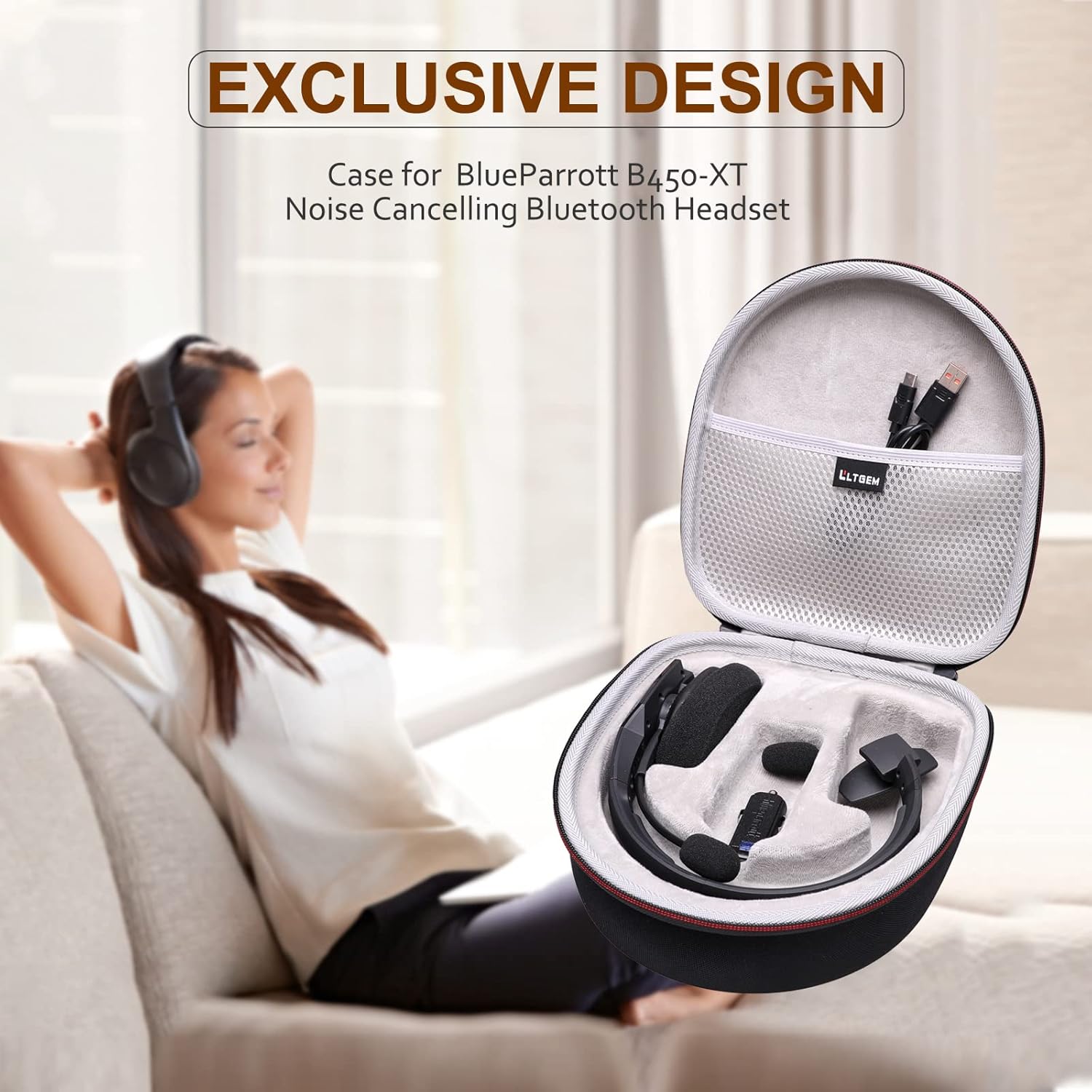 LTGEM Case Compatible with BlueParrott B450-XT/B350-XT/B550-XT Noise Cancelling Bluetooth Headset
