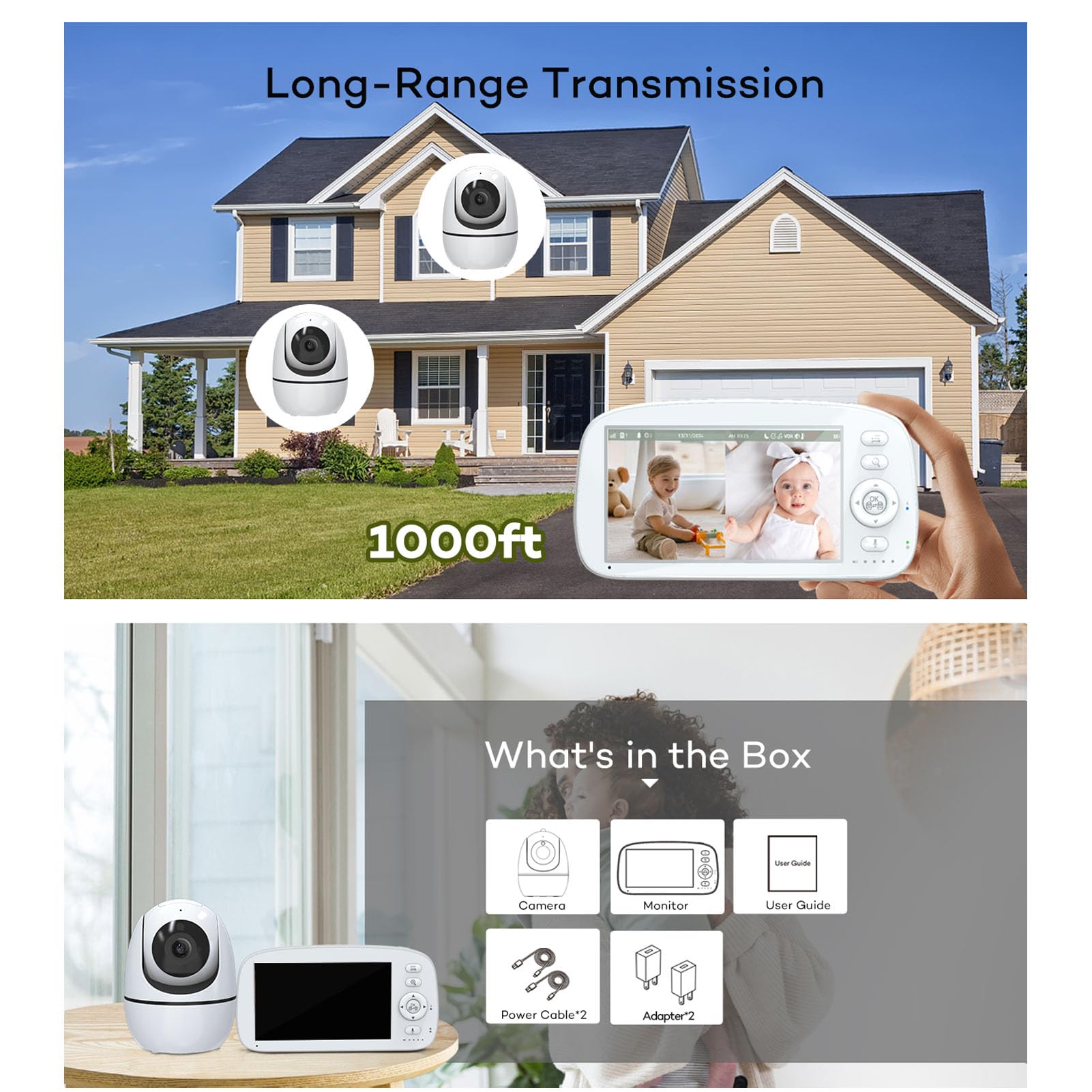 Marhynchus Moniteur bébé sans écran WiFi 720P (Prise UE 100-240V)