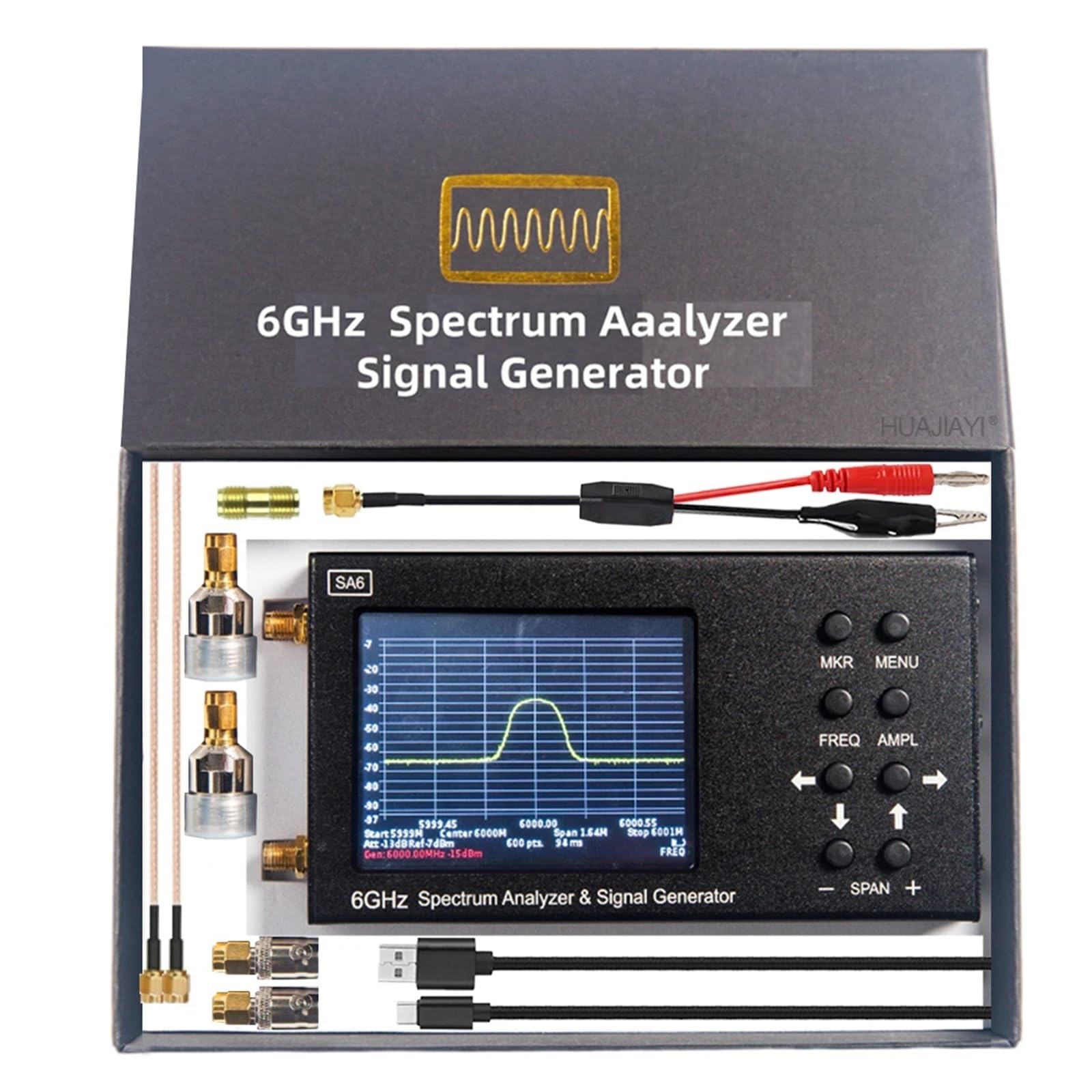 Tester sieci, Przenośny analizator widma SA6 i generator sygnału TO, 2G, 3G, 4G, LTE, CDMA, DCS, GSM, GPRS, GLONASS, wektorowy analizator sieci 6G
