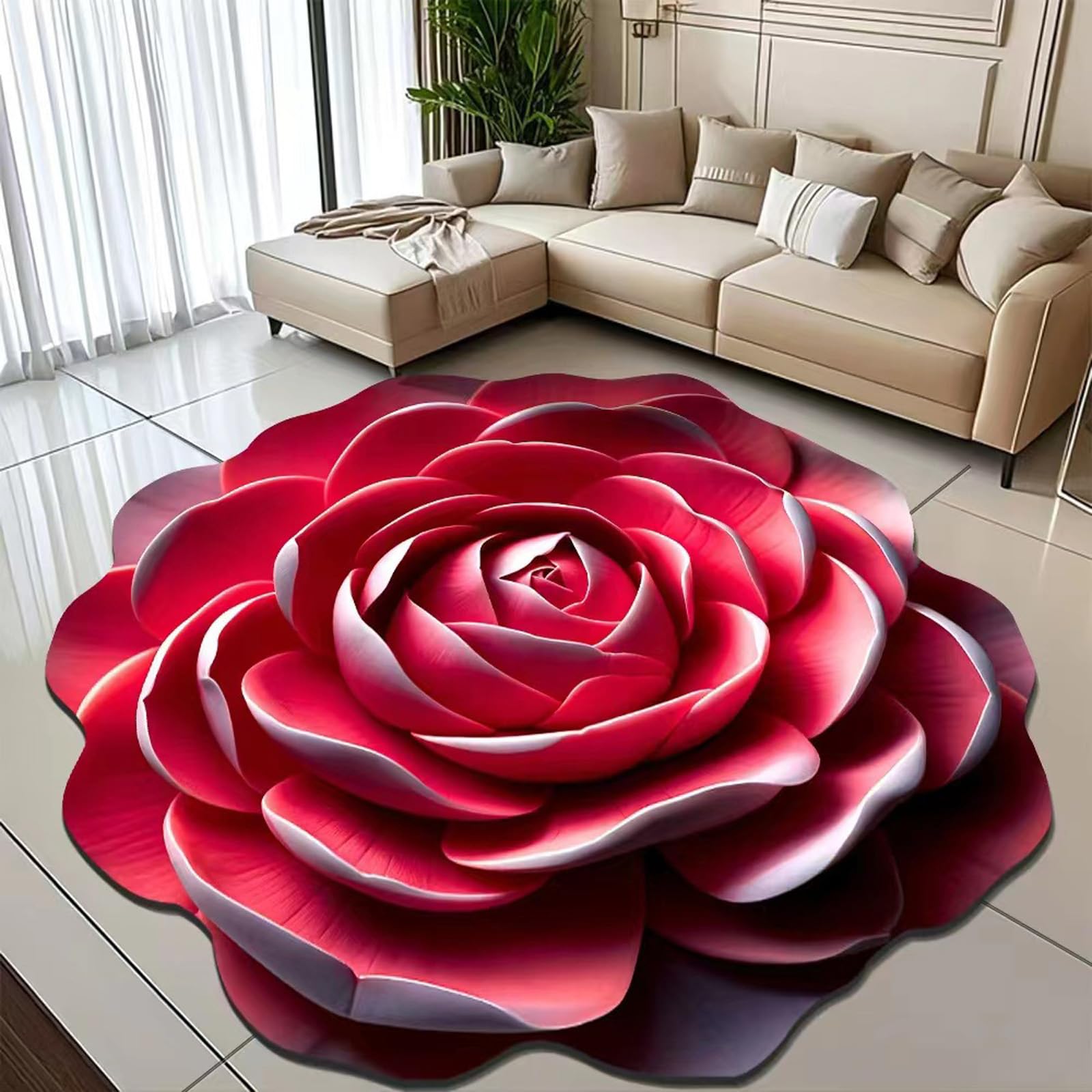 Floral Plush & Diatomaceous Earth Floor Mat – 3D Flower Design, Soft and Comfortable, Super Absorbent, Dual-Sided Non-Slip, Quick-Dry Bathroom Rug for