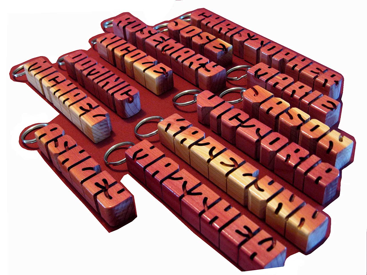 Hand carved personalized wooden keychain wood letters - customized desk name - fob- custom gift with your name or word