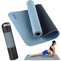 BAKAJI Tappetino Yoga in TPE Ecologioco Doppio Strato Antiscivolo Alta Densità Materassino