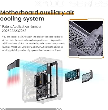 JONSBO X400 Gray ATX PC Case, Back-Connect Desktop Case,MB Auxiliary Air Guidance Cooling System, E-Sport Assistant,2 Sides SP 360 AIO,SP 427mm GPU, ATX<180mm,Compatibility/Heat Dissipation,Gray