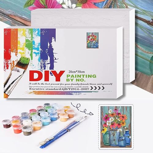 Miniatura 9 de HIVIEW Pintura por números para adultos, lienzo DIY pintura al óleo para adultos, niños y principiantes, fácil acrílico sobre lienzo de 9 x 12