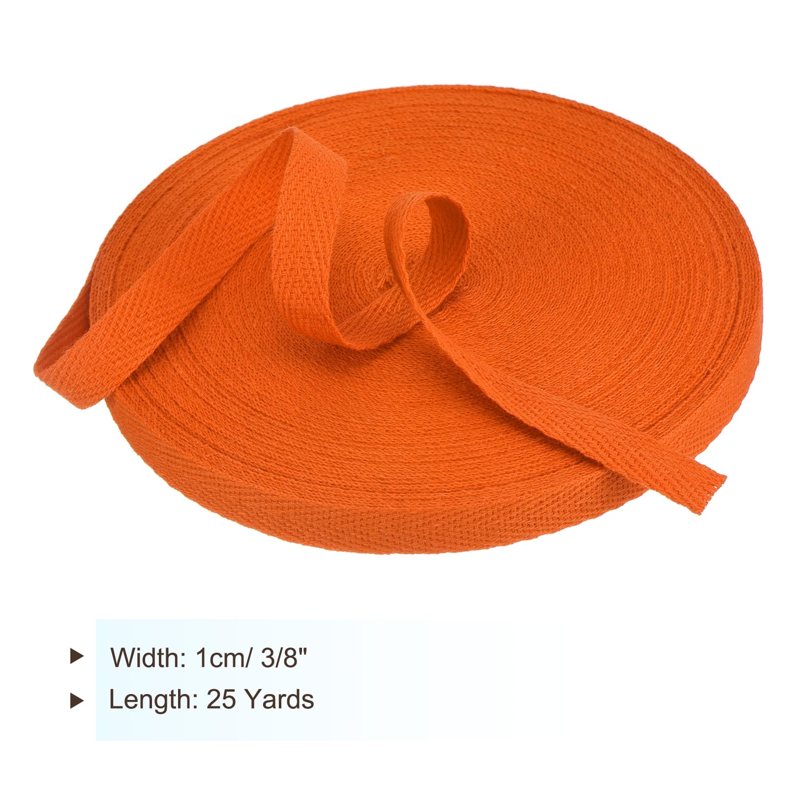 PATIKIL Cotton Twill Tape 3/8 Inch 25 Yards Cotton Ribbon Bias Binding Tape Herringbone Webbing Trim for Sewing Gift Wrapping Craft DIY Dark Orange - Image 2