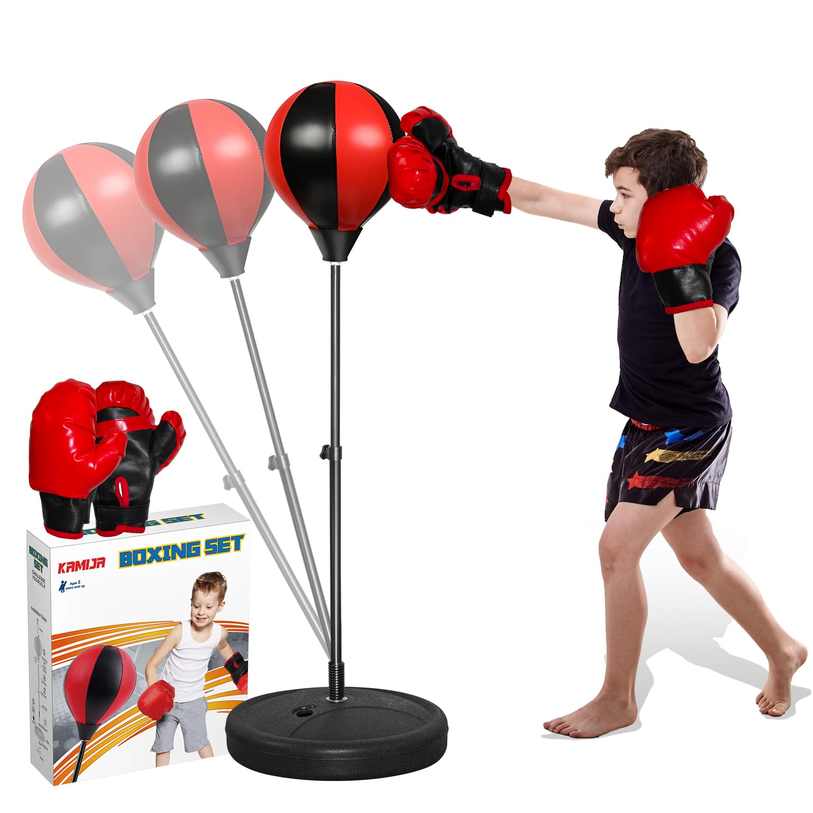 Punching Bag for Kids, Boxing Bag for 3-8 Years Old, Punching Bags with Height Adgustable Stand, Kids Boxing Set with Gloves, Sport Toy for Boys & Girls