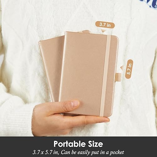 Miniatura 50 de Cuaderno pequeño de cuero con bolígrafo para escribir mujeres, con bolsillo pequeño, minibloc de notas forrado para viajes y trabajo, cuaderno de 3